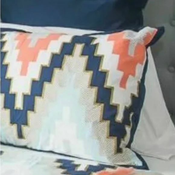 Blissliving Home Harper Euro Chevron Pillow Sham 26in. x 26in. - Navy Blue - Picture 4 of 4